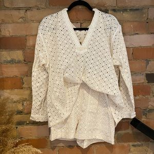 Embroidered Eyelet top and shorts set